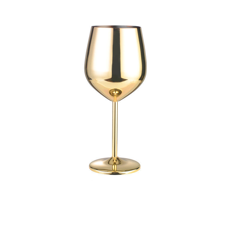 Stainless steel wine glass.