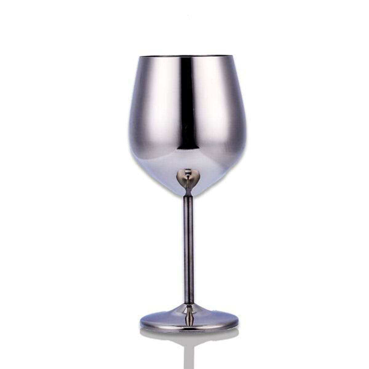 Stainless steel wine glass.