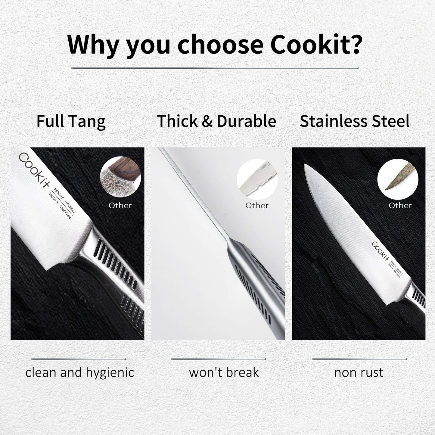 Kitchen Knife Set, 15 Piece Knife Sets with Non-Slip German Stainless Steel.