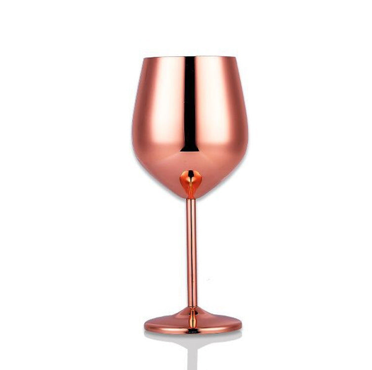 Stainless steel wine glass.