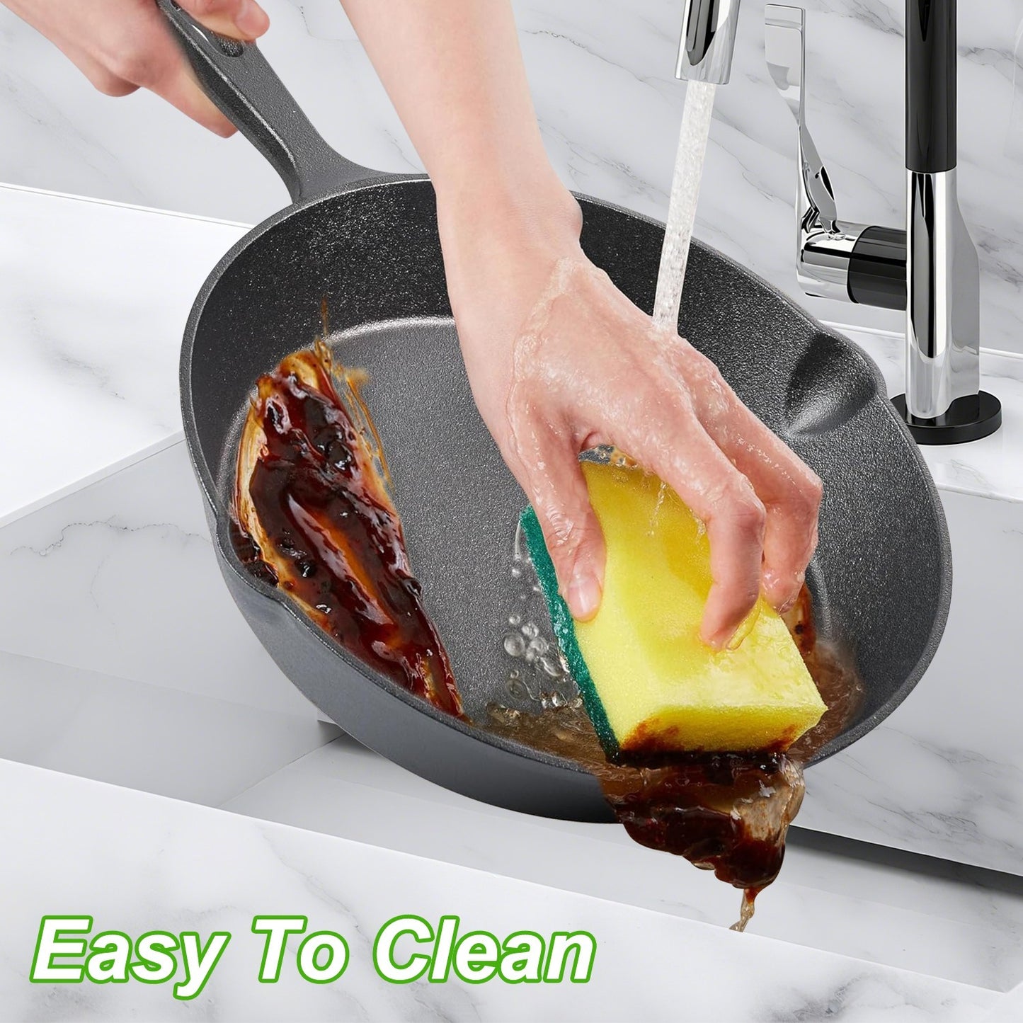 3Pcs Pre-Seasoned Cast Iron Skillet Set 6in 8in 10in Non-Stick Oven Safe Cookware Heat-Resistant Frying Pan.