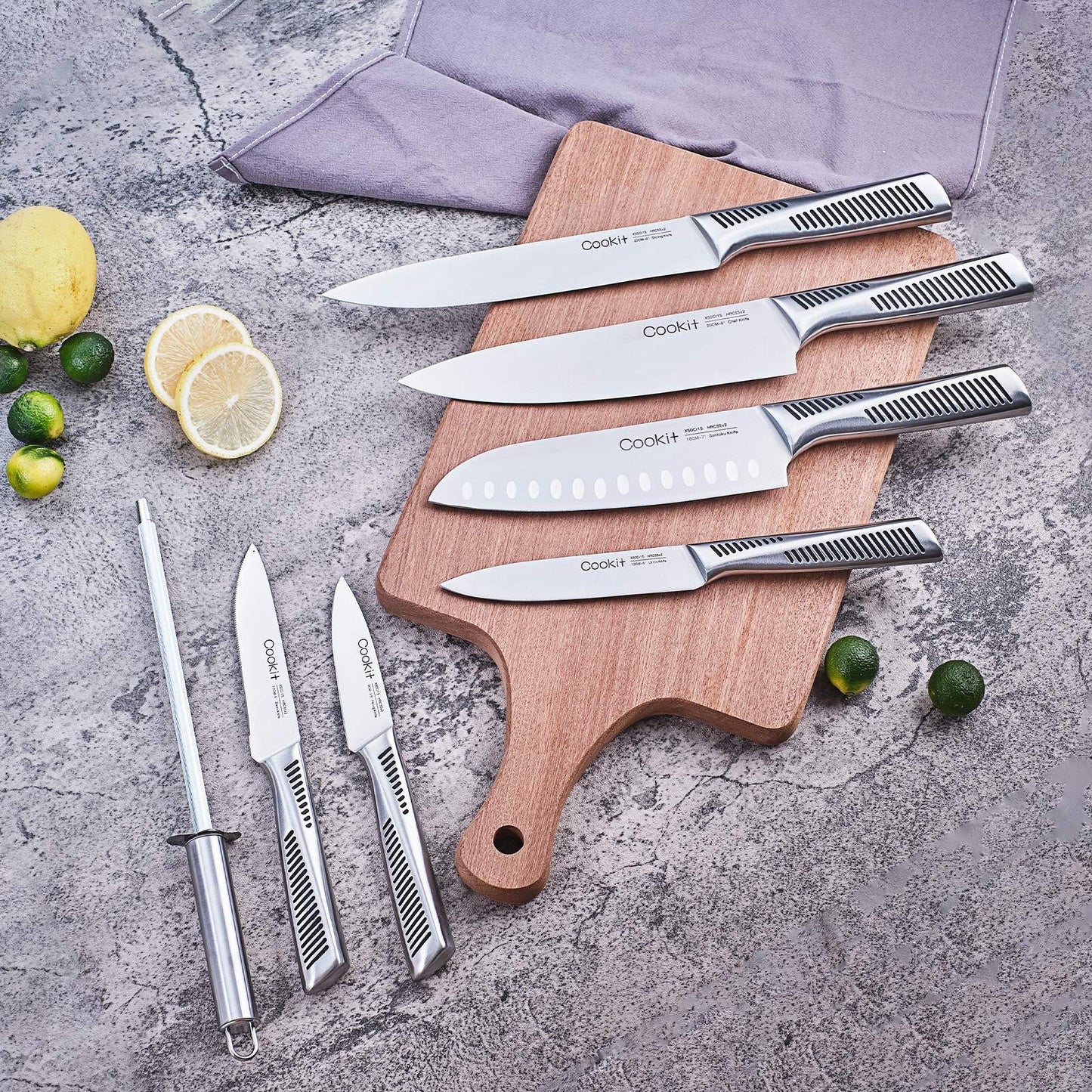 Kitchen Knife Set, 15 Piece Knife Sets with Non-Slip German Stainless Steel.