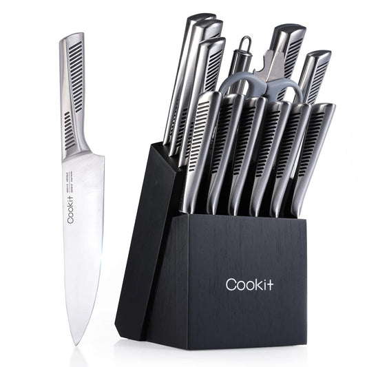 Kitchen Knife Set, 15 Piece Knife Sets with Non-Slip German Stainless Steel.